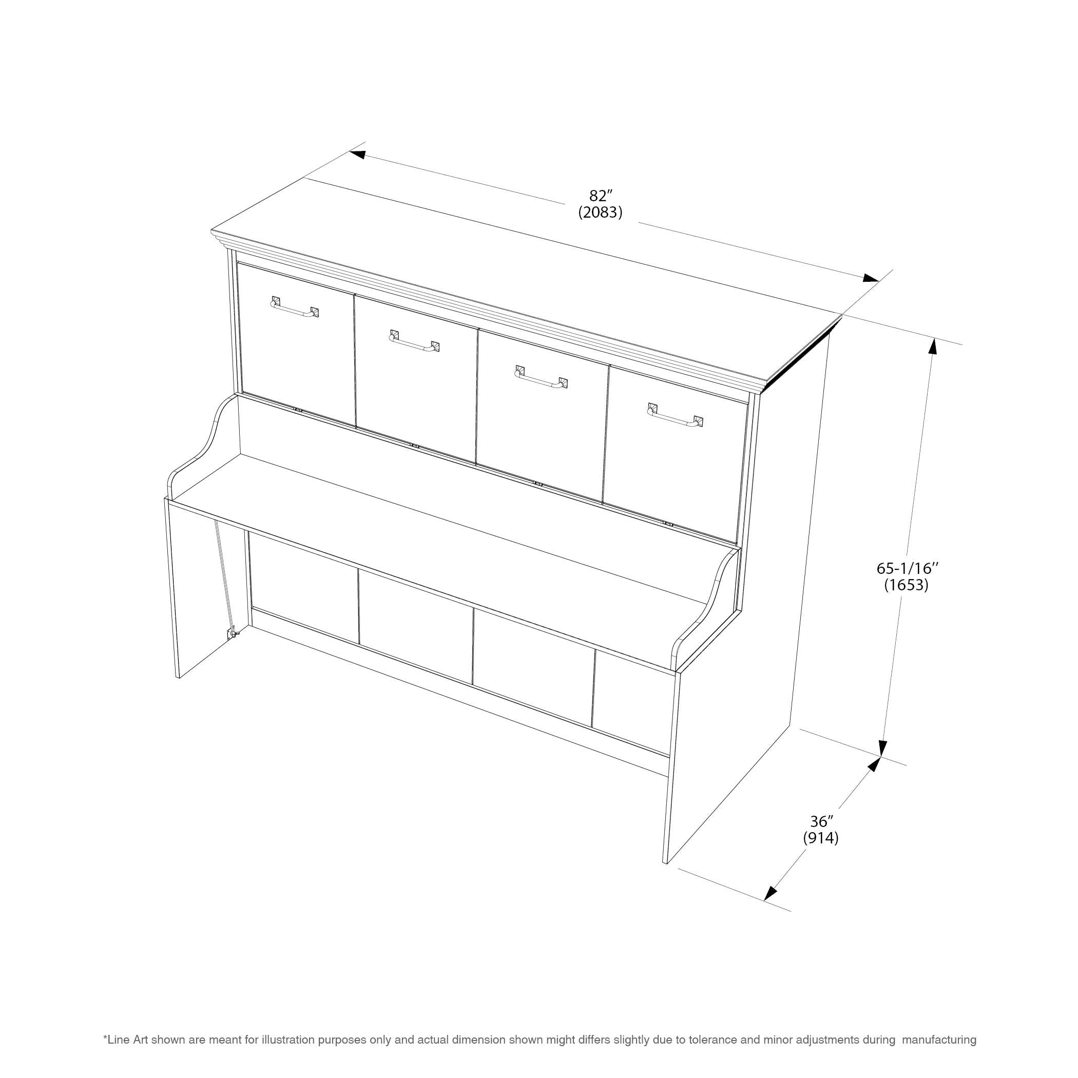 Adonis Murphy Bed with Desk - Horizontal