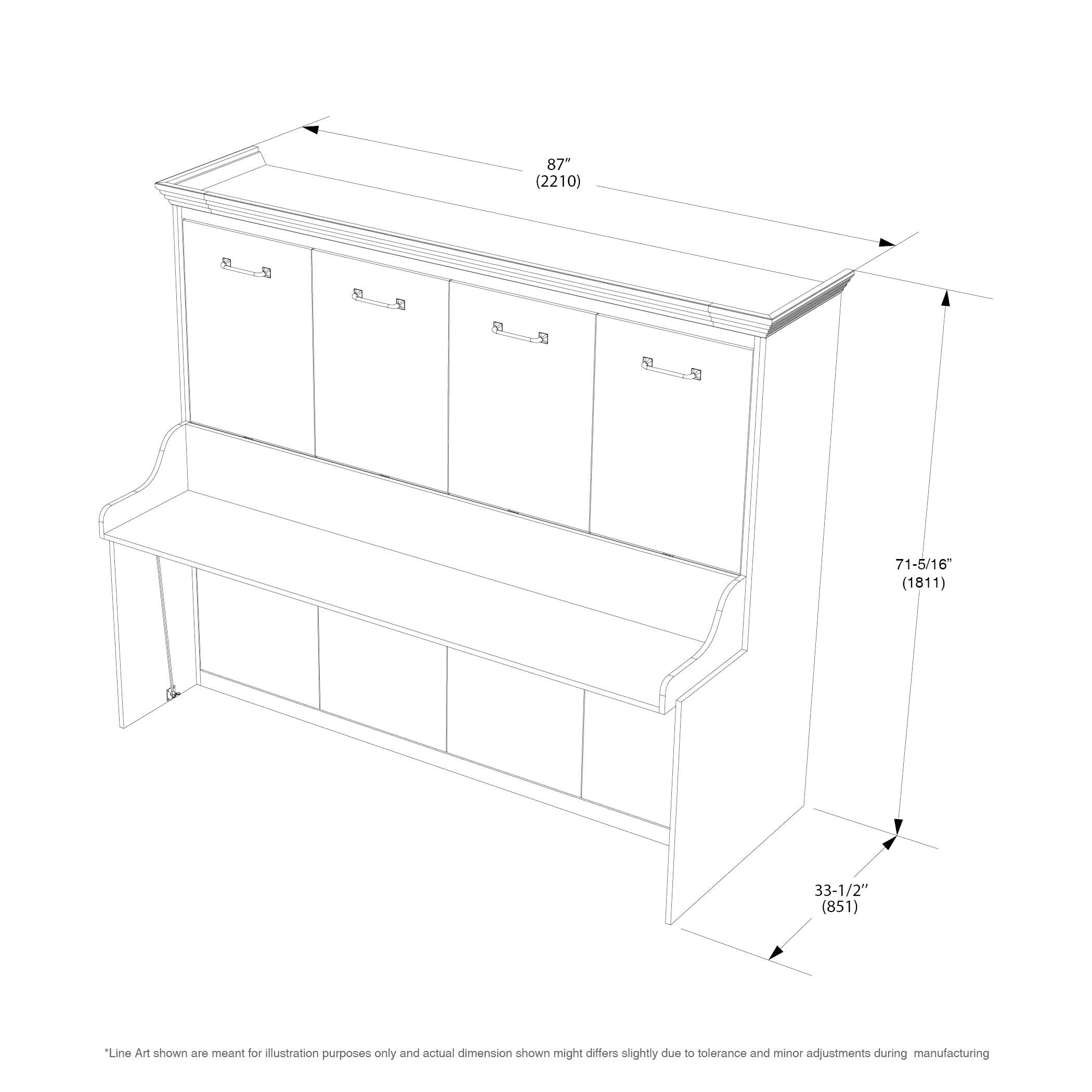 Adonis Murphy Bed with Desk - Horizontal