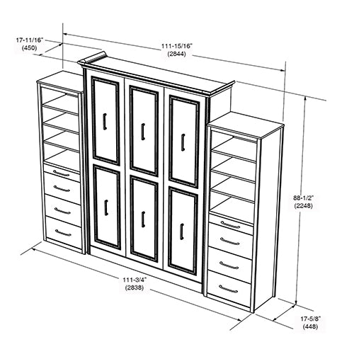 Alegra Queen Murphy Bed with 2 Storage Cabinets
