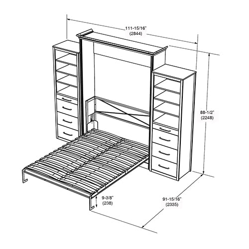 Alegra Queen Murphy Bed with 2 Storage Cabinets