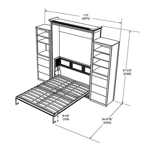 Chamberlin Queen Murphy Bed With 2 Storage Cabinets