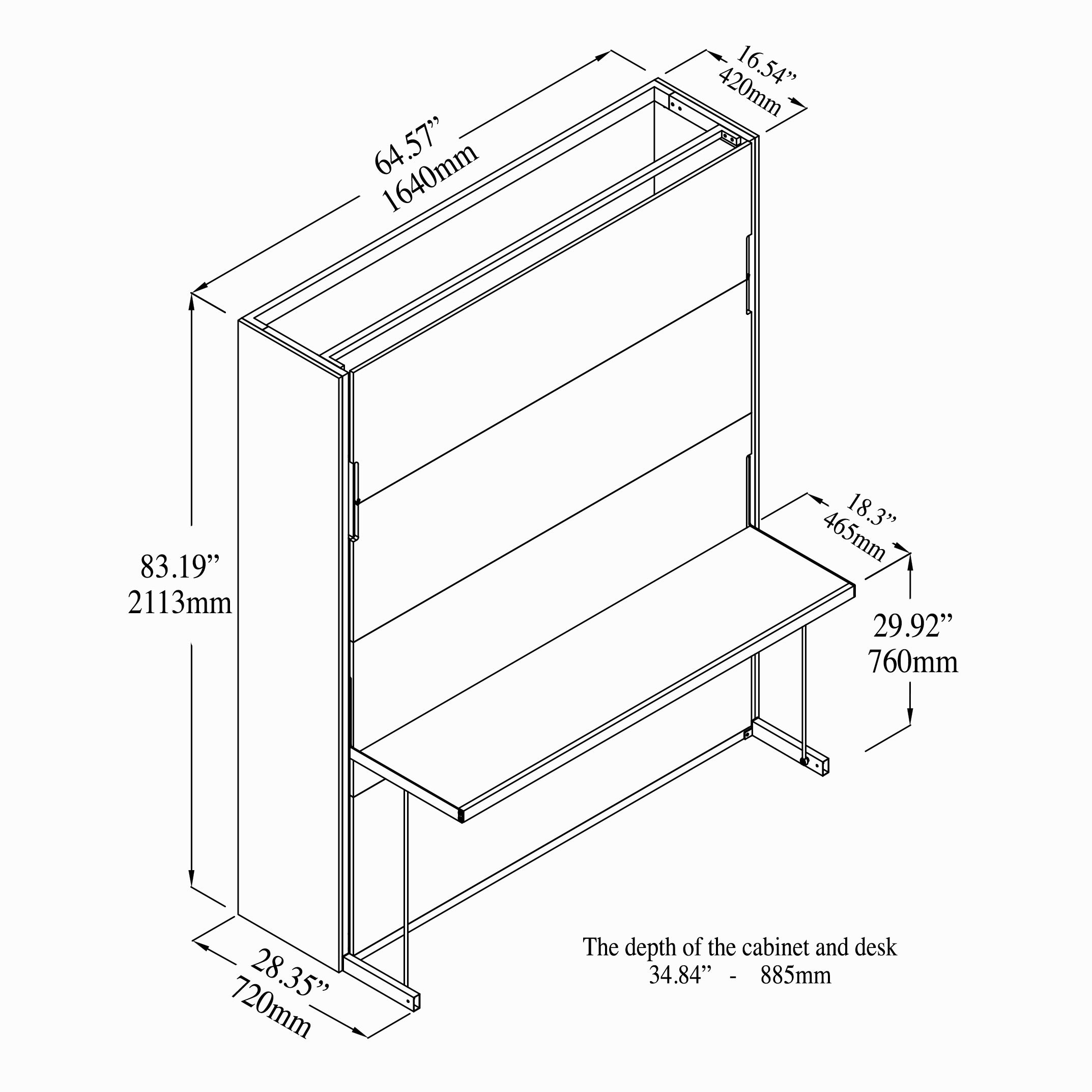 Adara Queen Murphy Bed with Desk