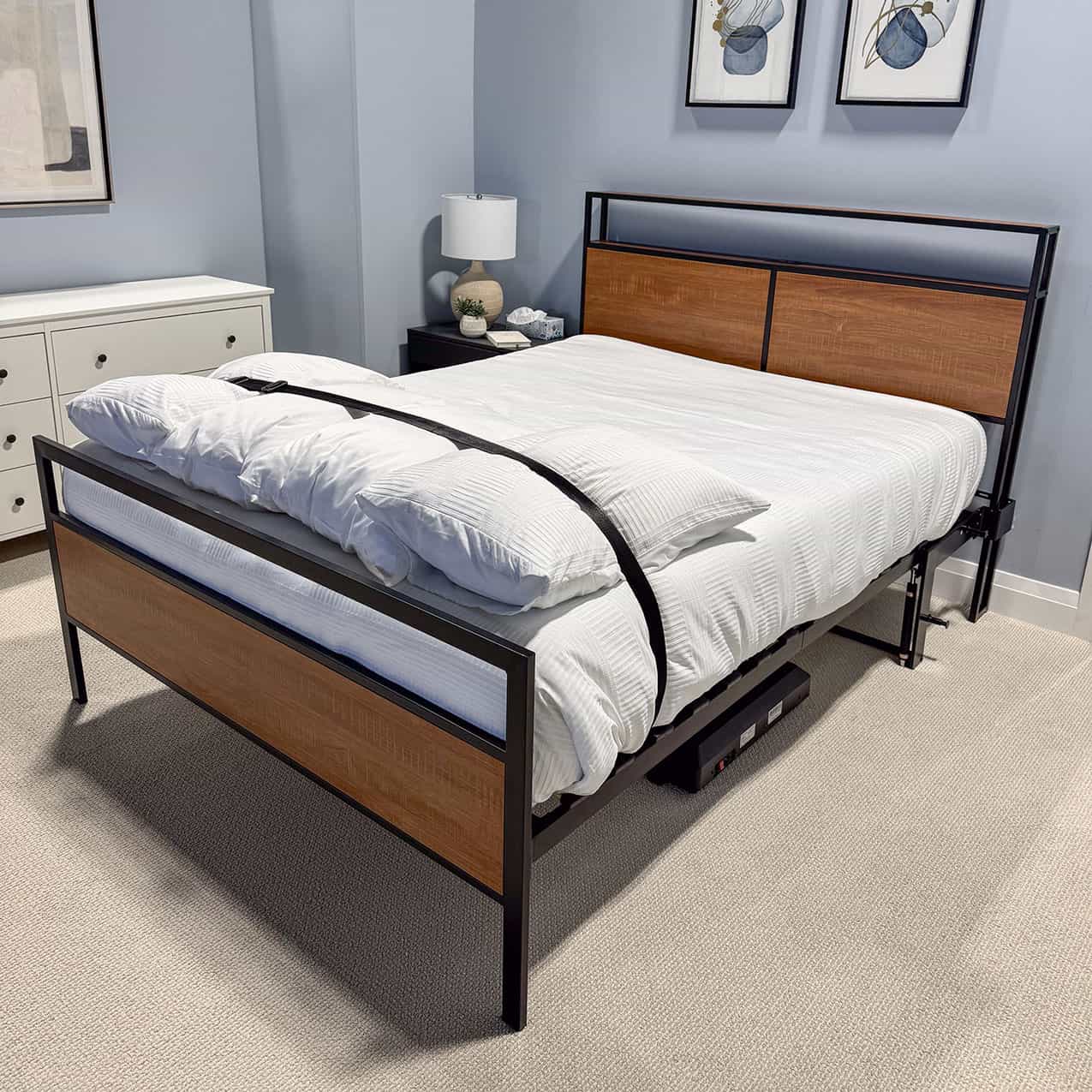 bed frame shelf headboard footboard walnut charger charging station panel mahogany black brown bedroom furniture