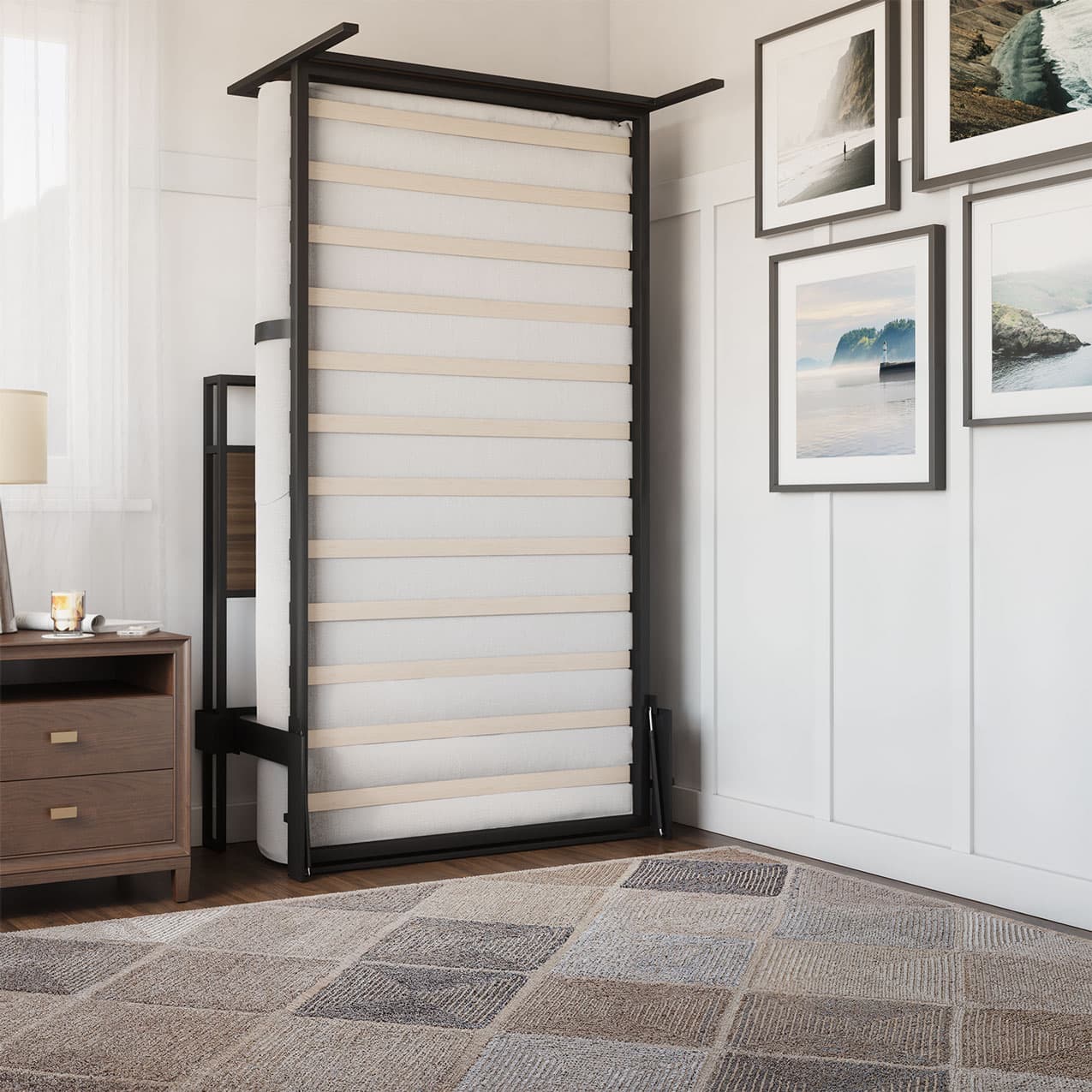 bed frame shelf headboard footboard walnut charger charging station panel mahogany black brown bedroom furniture