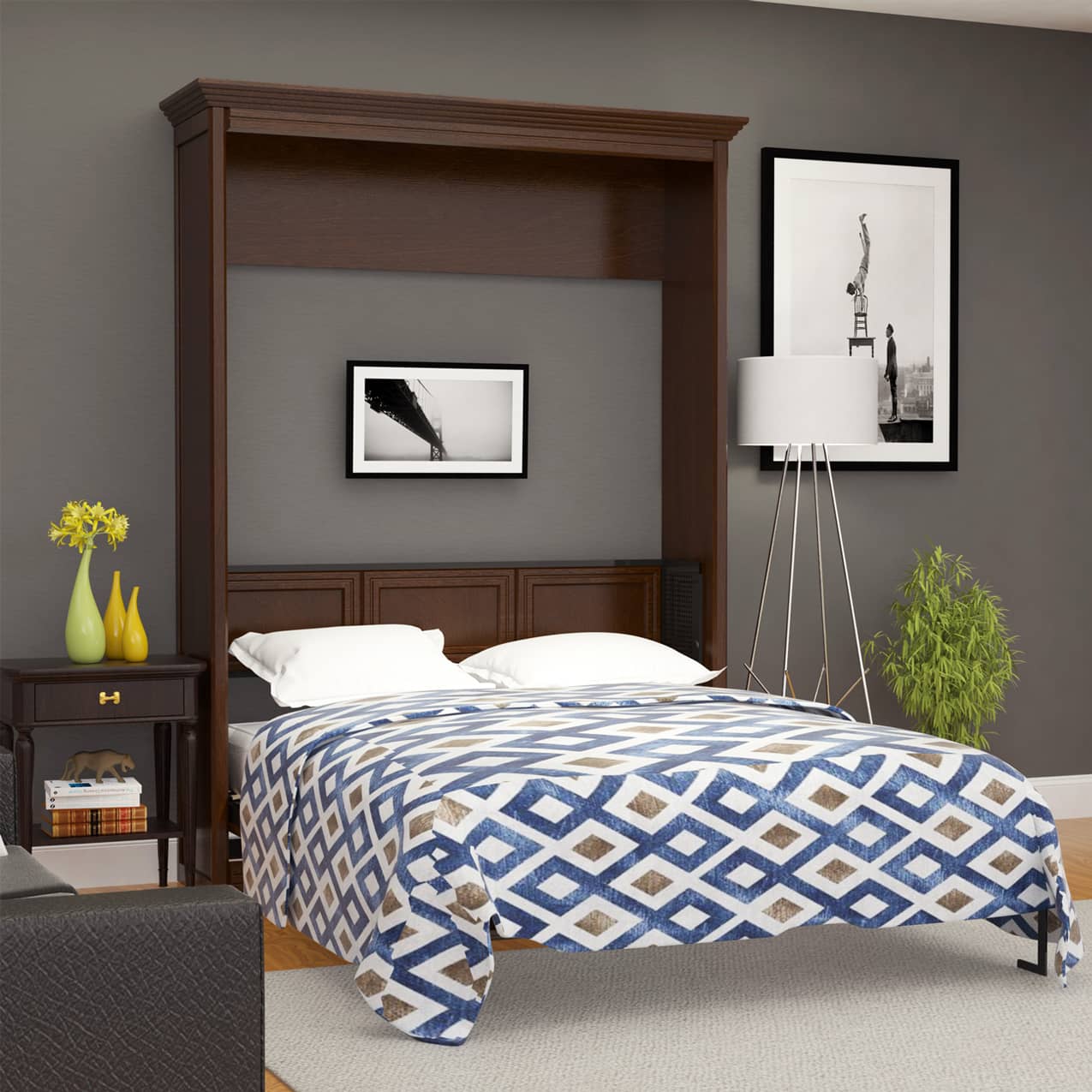 chamberlin queen portrait murphy bed hidden hideaway hide away hide-a-way fold out pull down wall bed cabinet guest bed