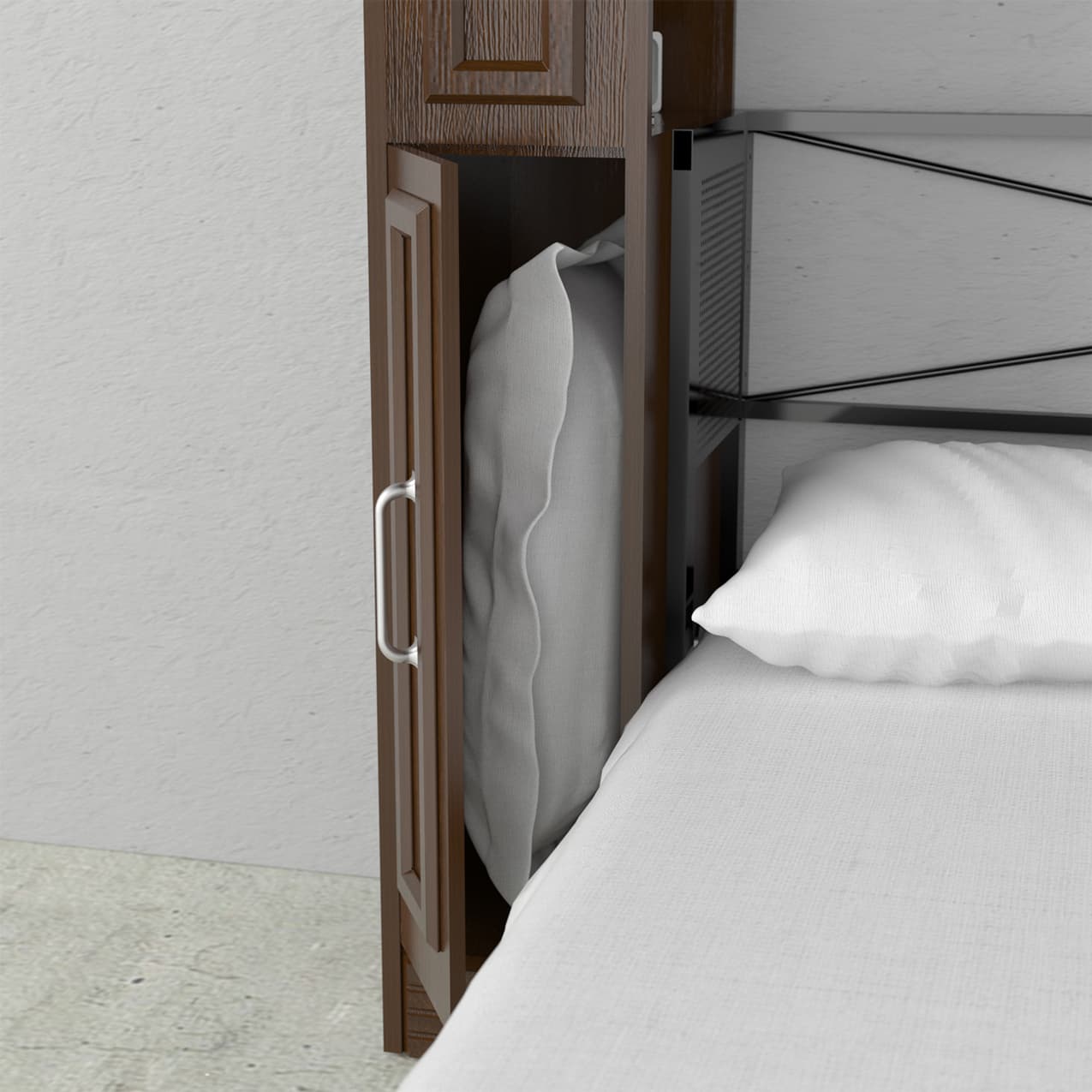 coventry queen murphy bed with integrated storage pillow cabinet steel fame