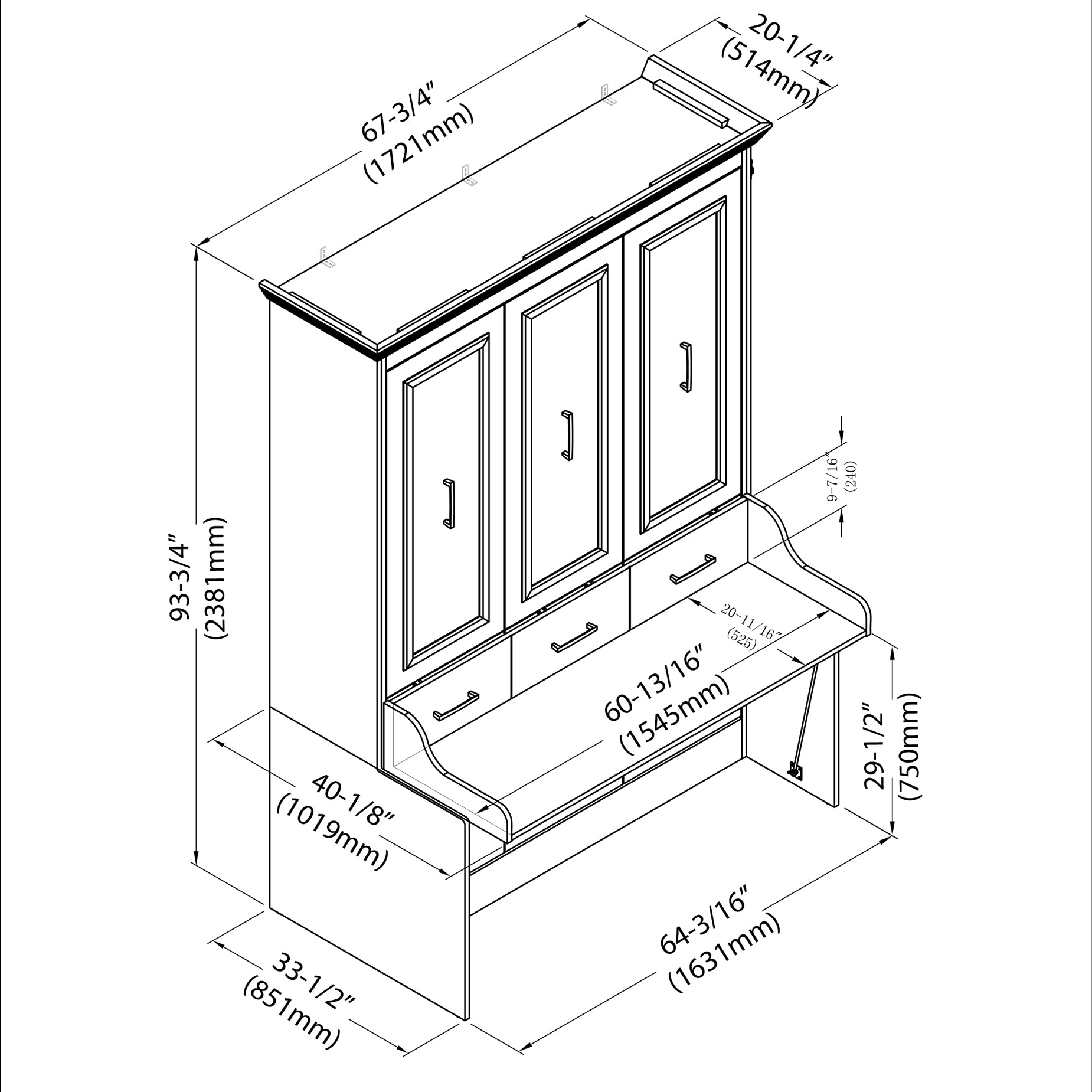 Aegis Queen Murphy Bed with Desk