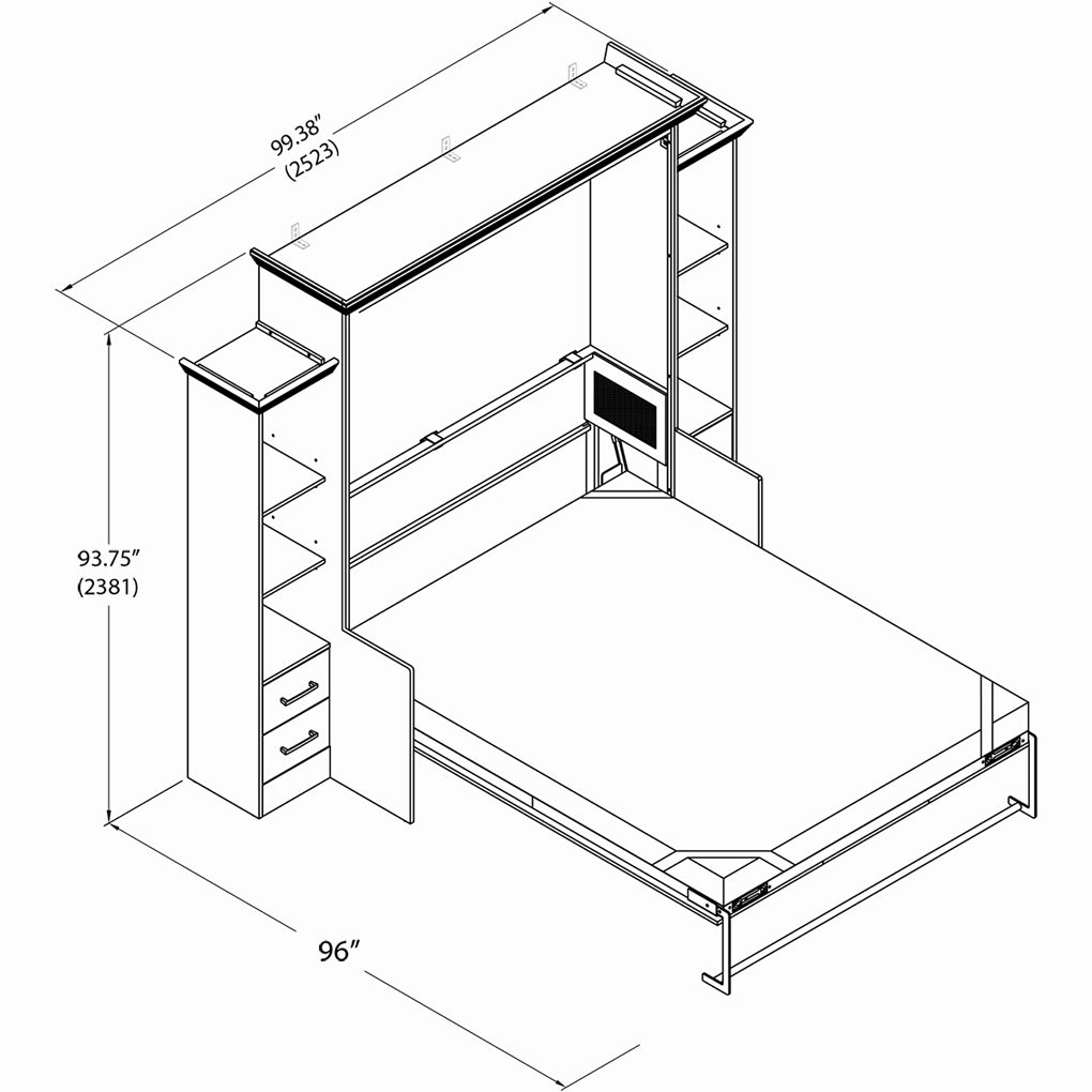 Cama Aegis Queen Murphy con escritorio y almacenamiento integrado