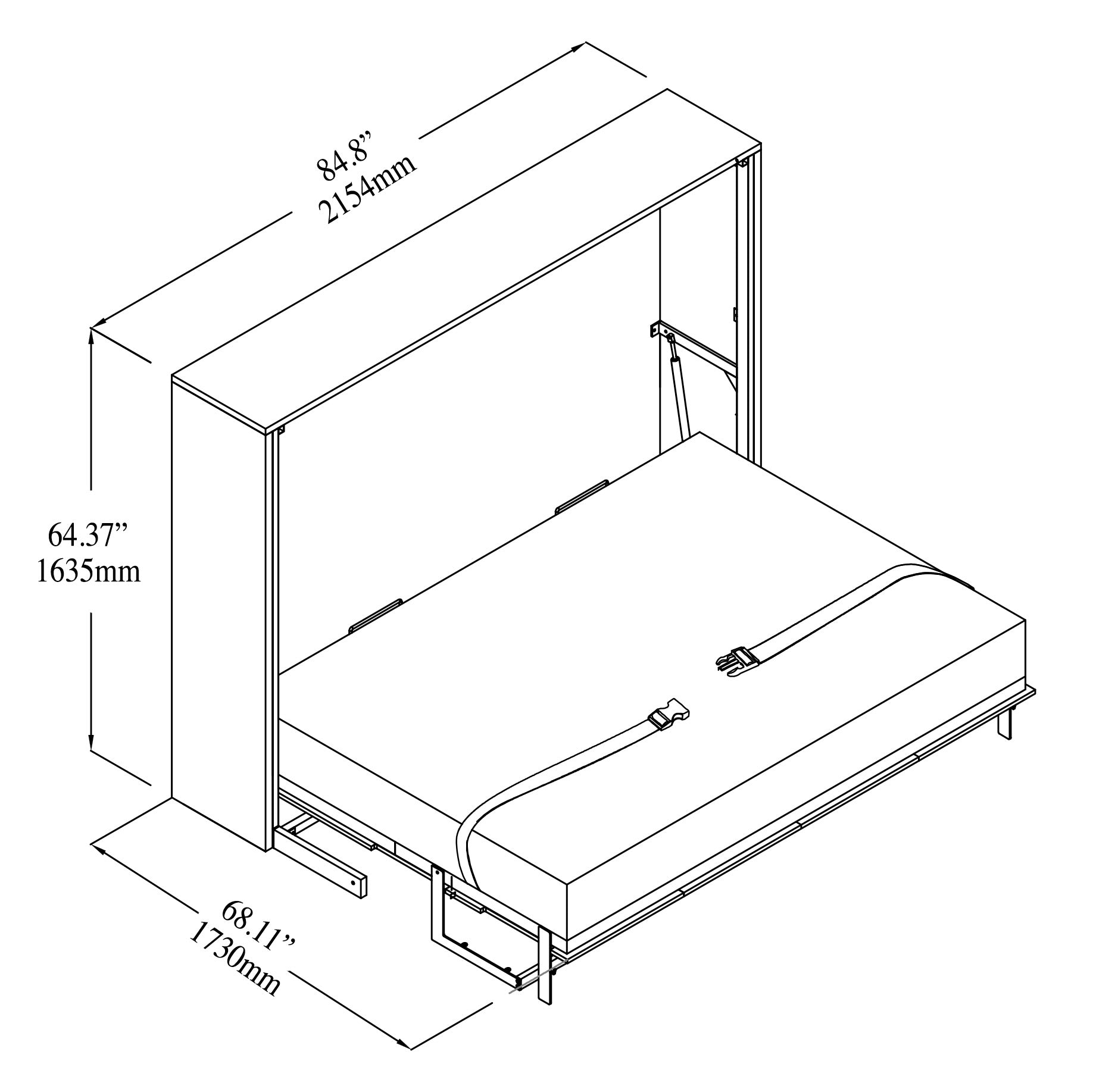 Axia Queen Murphy Bed with Desk - Horizontal