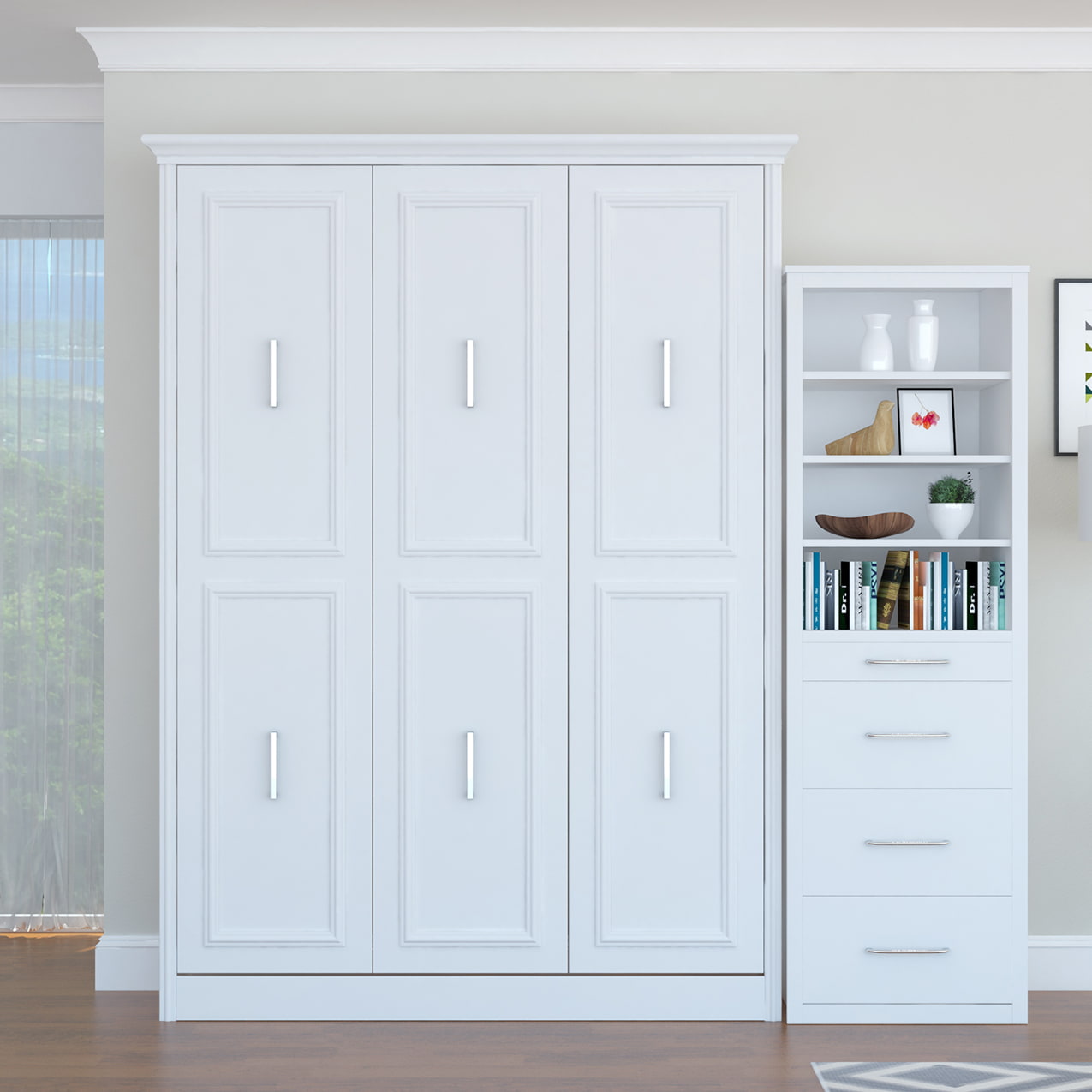 Alegra Queen Murphy Bed with 1 Storage Cabinet
