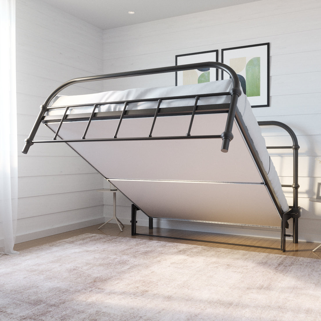 Queen bed frame with headboard footboard lift bed storage lift up bedroom furniture risers space-saving black metal whiteboard