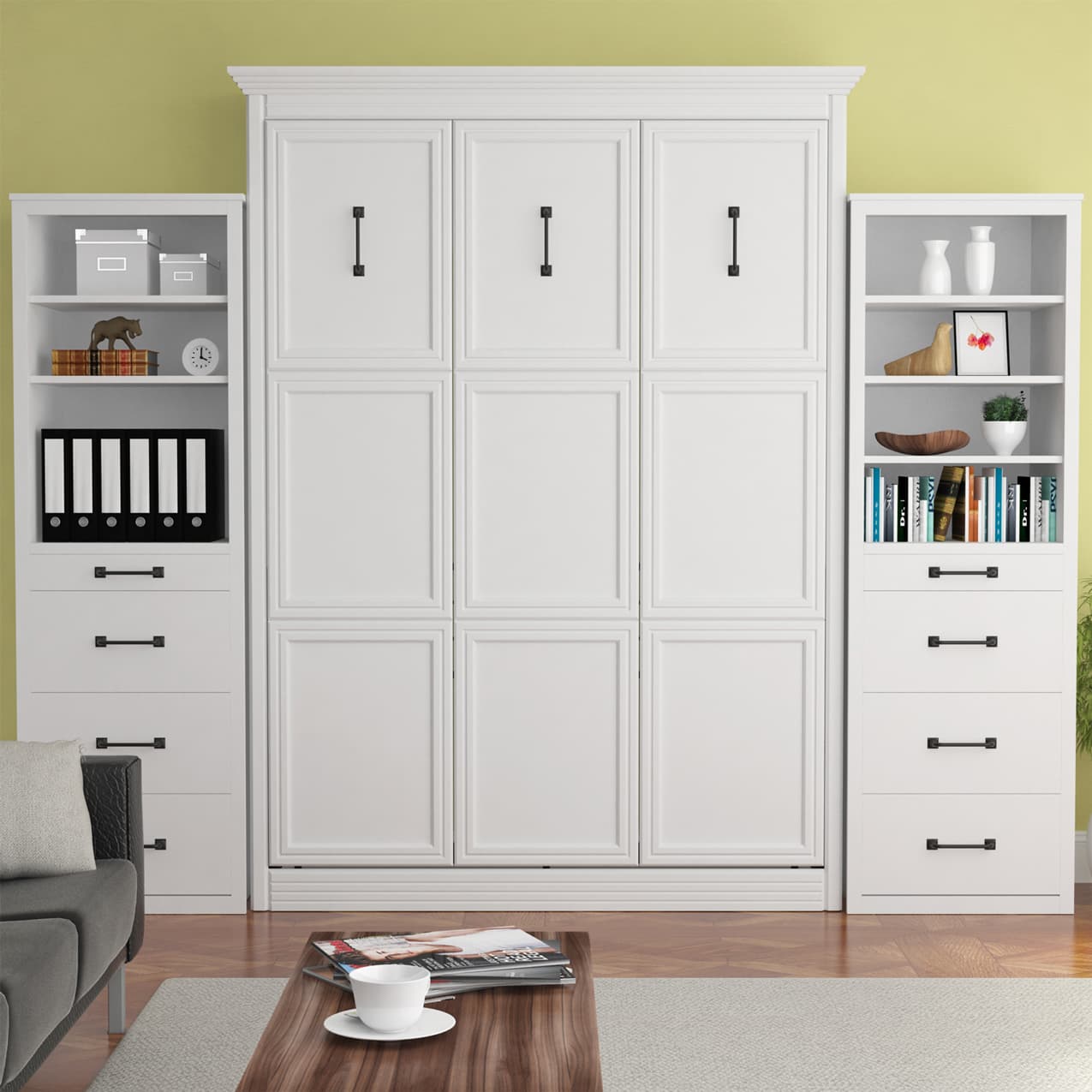 Adonis Queen Murphy Bed with 2 Storage Cabinets