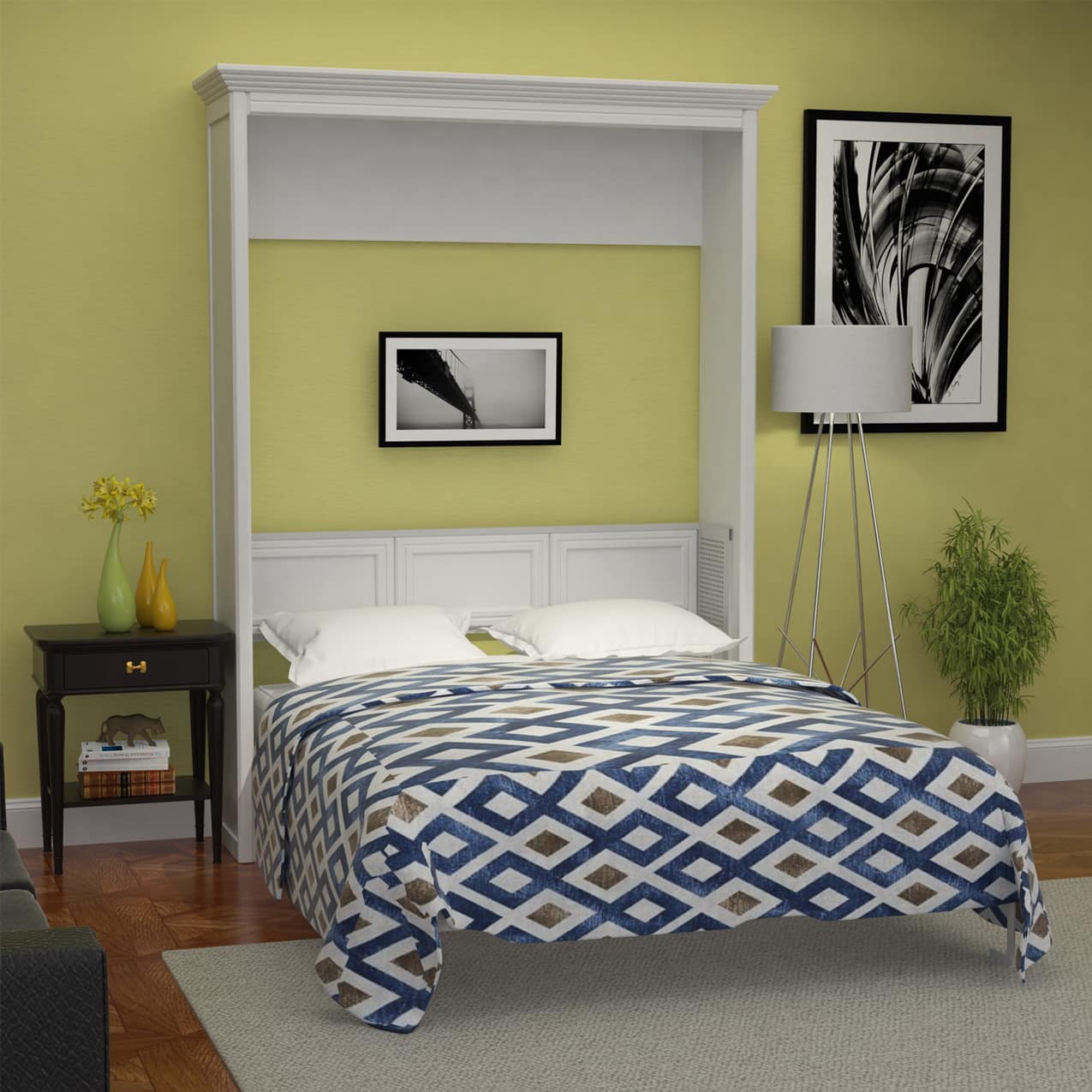 Adonis Queen Murphy bed open with bed made for guest queen size full double twin king cabinet diy murphy bed wall folding hidden hideaway bed