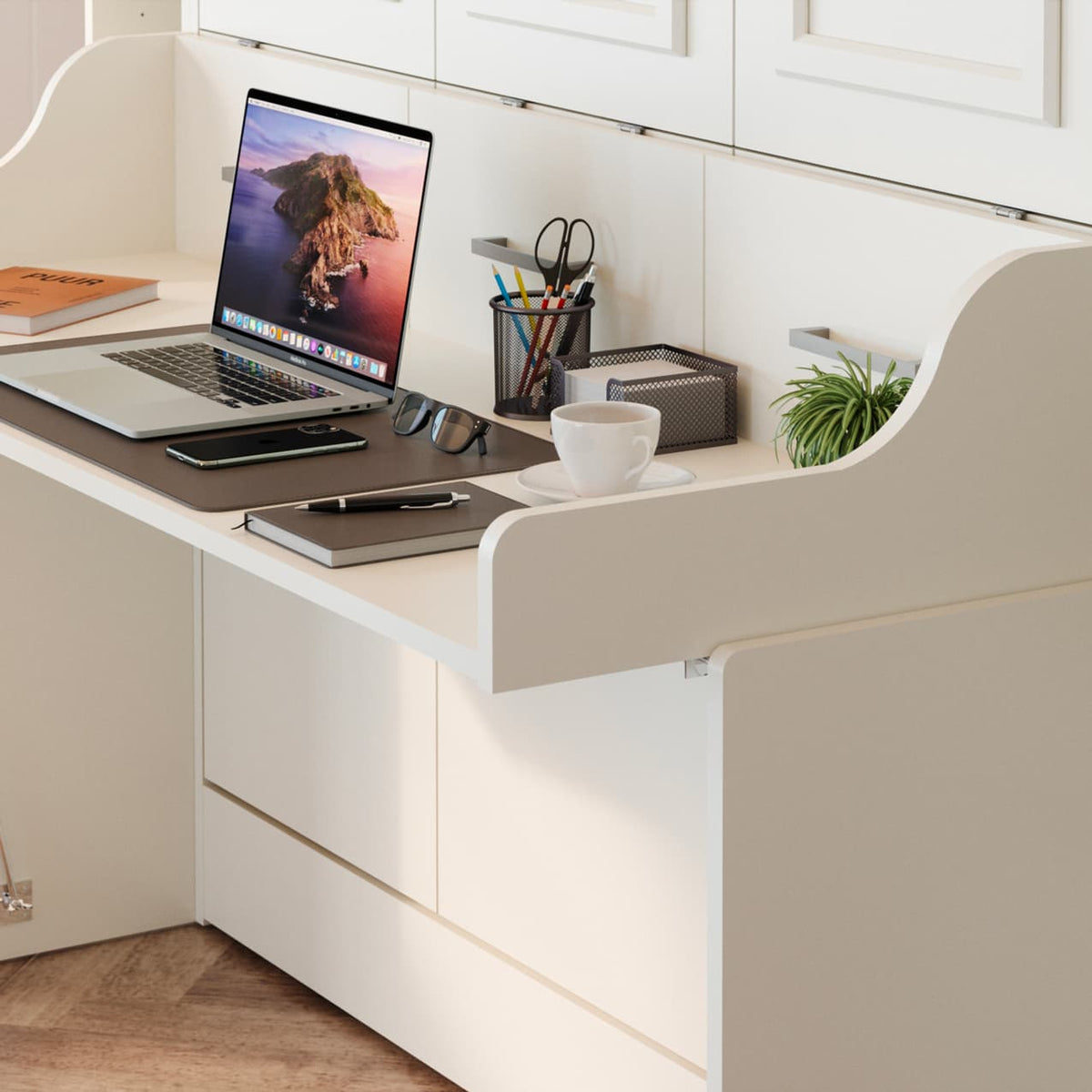 close up of aegist queen murphy bed self leveling desk home office guest bed hidden bed hide away pull down fold out diy murphy bed kit