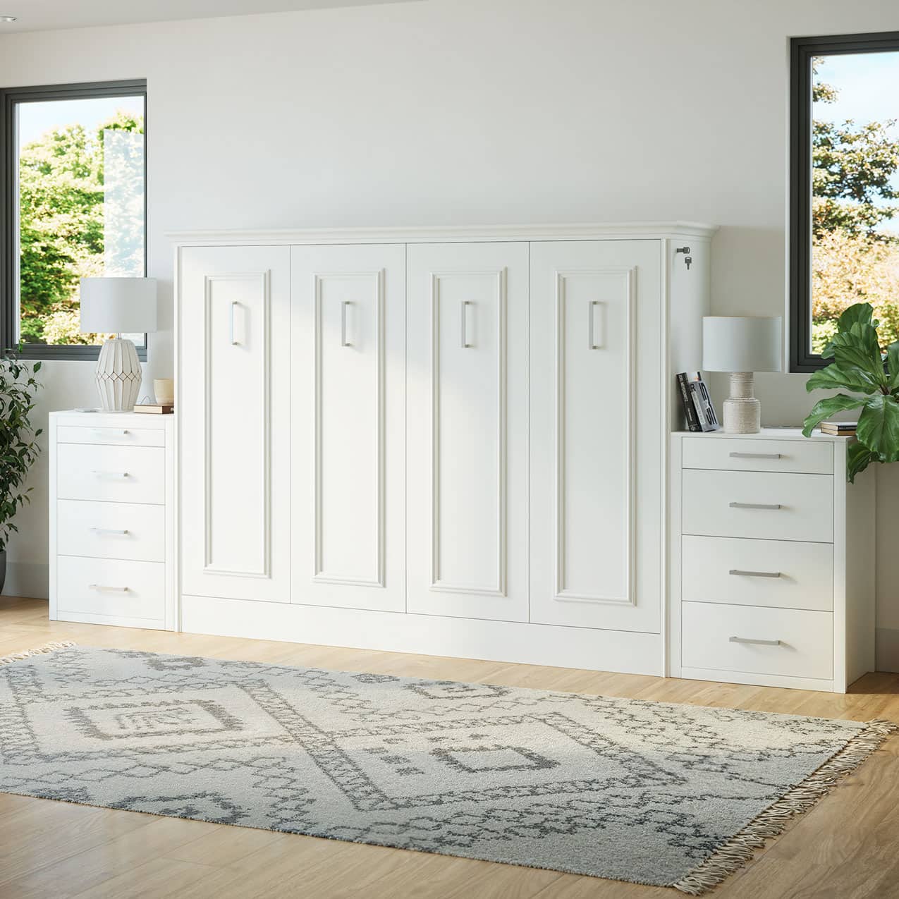 Alegra Full Murphy Bed - Horizontal - with 2 Side Tables