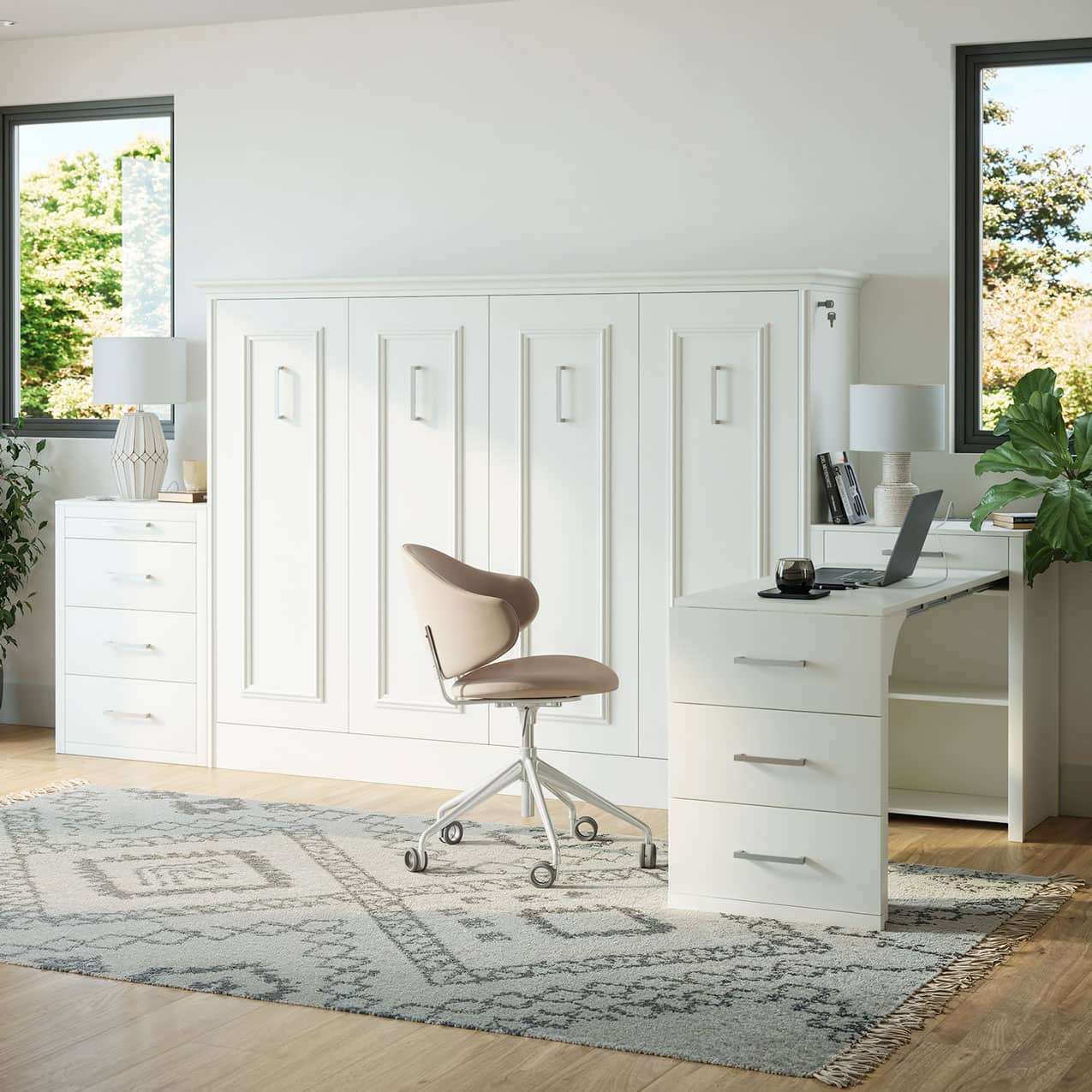 Alegra Full Murphy Bed - Horizontal - with 2 Side Tables