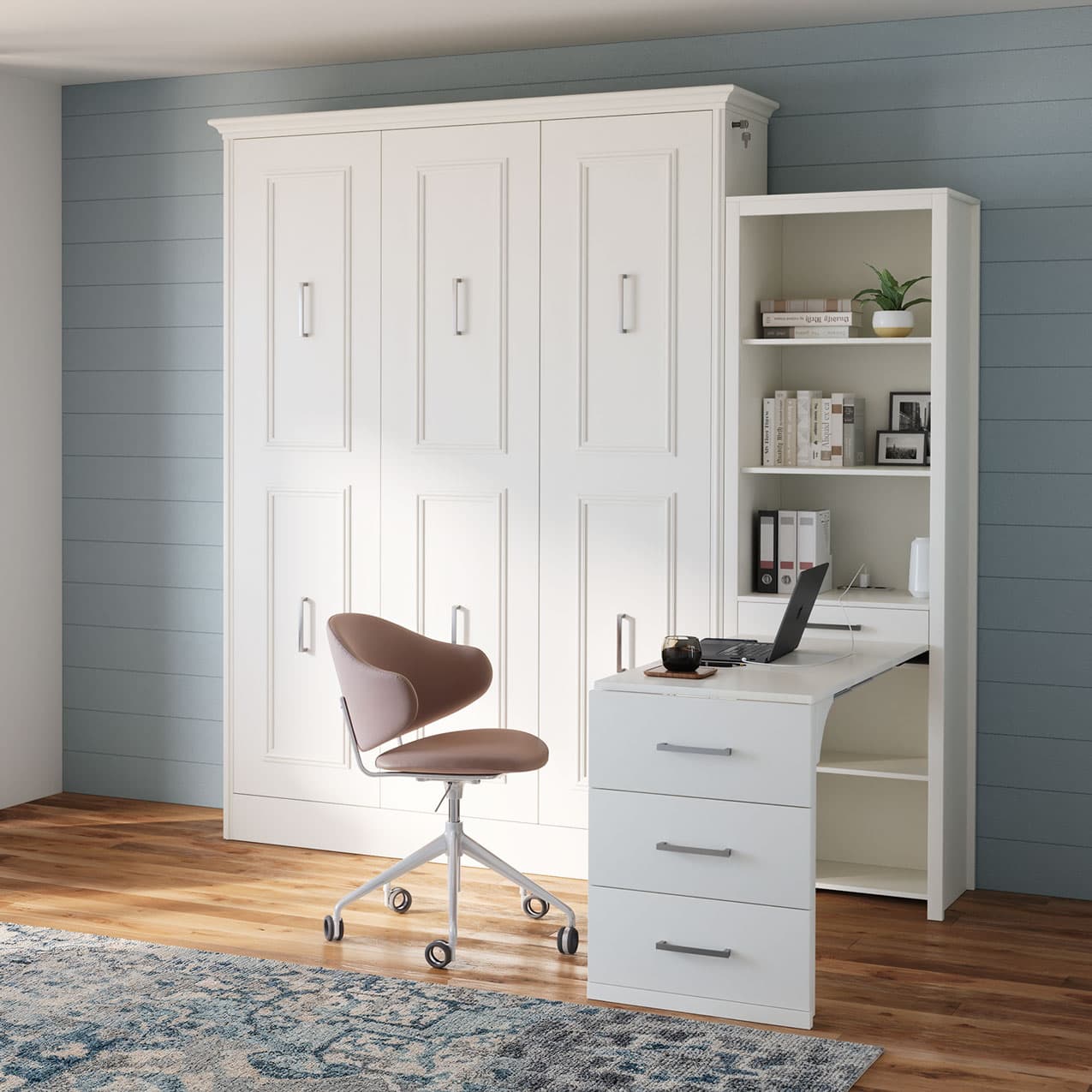Alegra Queen Murphy Bed with 1 Storage Cabinet