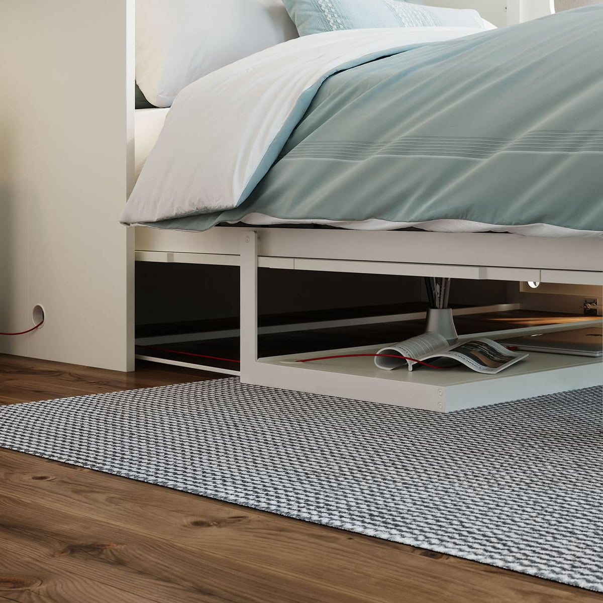 Murphy bed with desk and shelf, lit escamotable avec un bureau space saving furniture queen full size