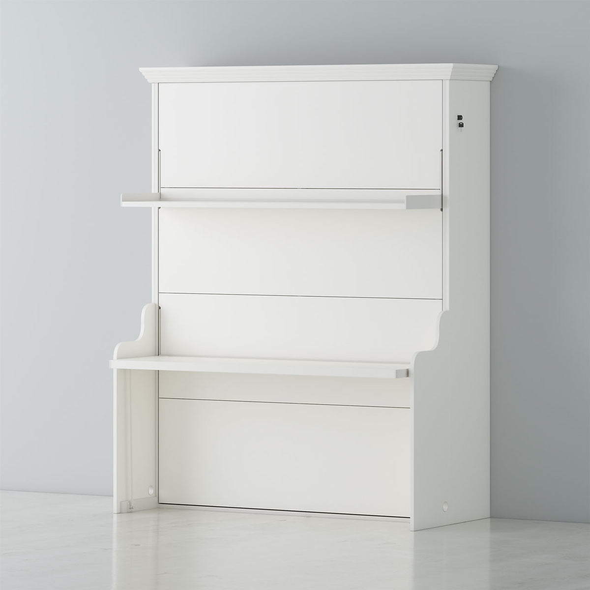 Murphy bed with desk and shelf, lit escamotable avec un bureau space saving furniture queen full size