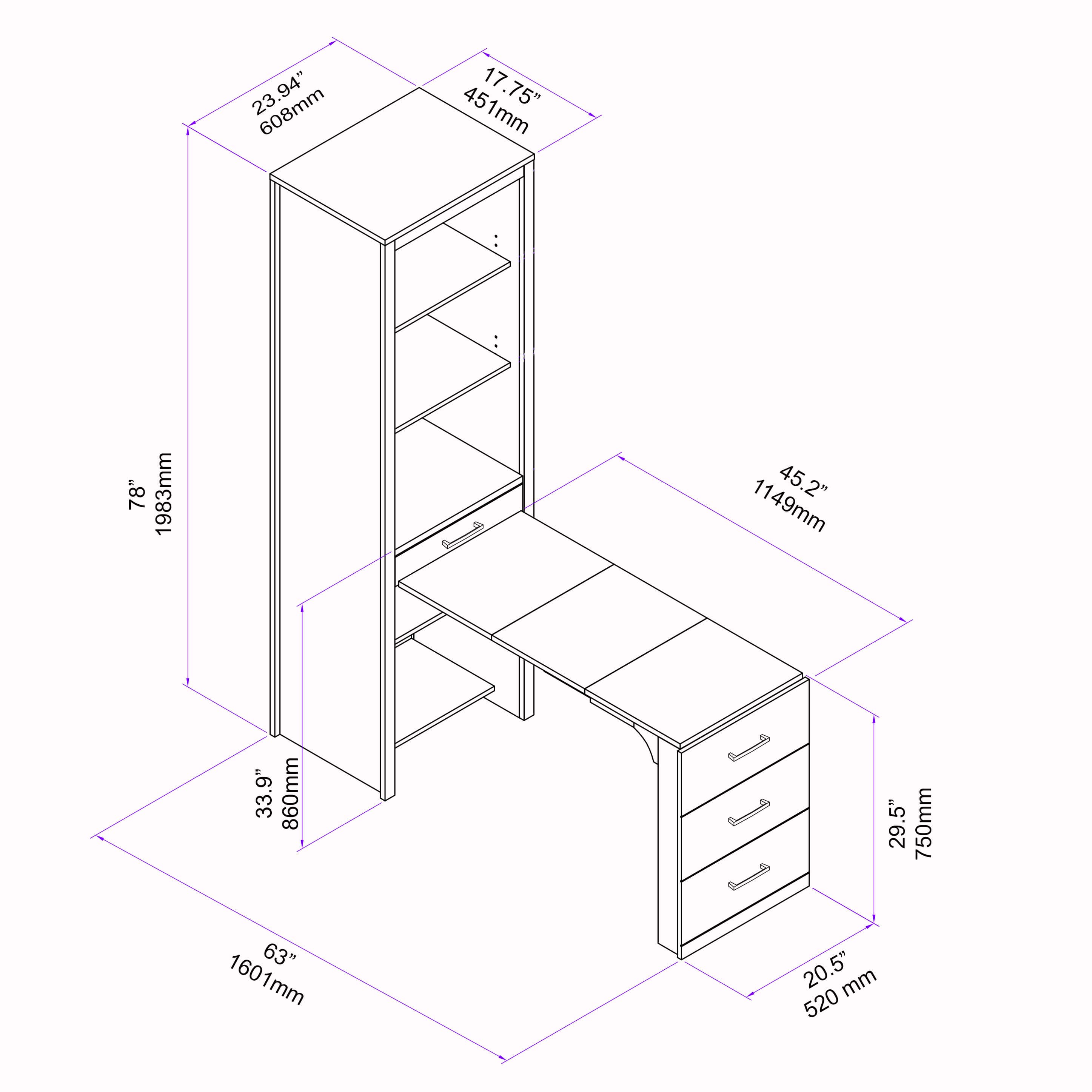 Alegra Queen Murphy Bed with 1 Storage Cabinet
