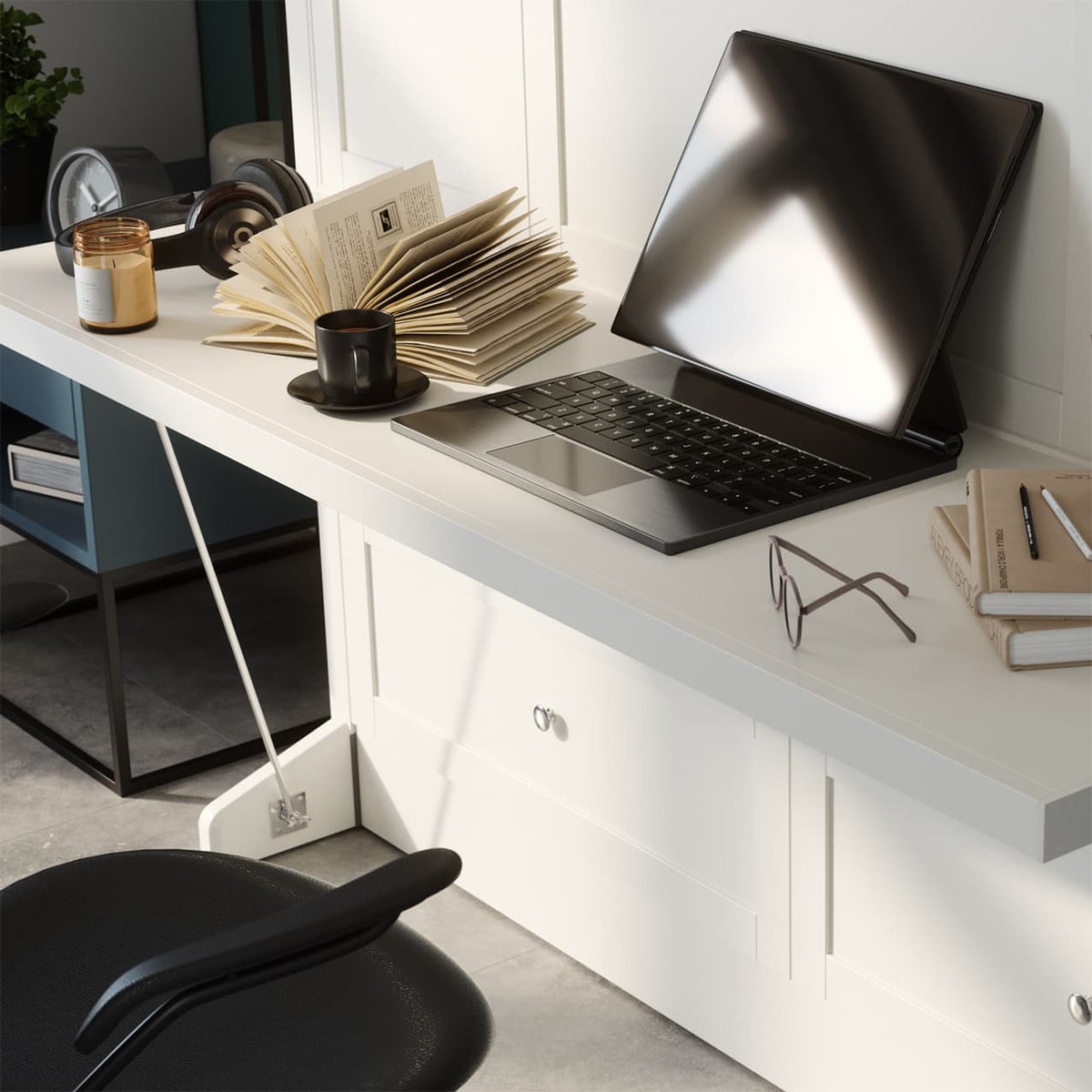 murphy desk Azores Queen murphy bed with desk home office bed guest room hidden bed hideaway foldable bed