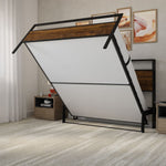 Foldable bed in a room with furniture and decor
bed frame shelf headboard footboard walnut charger charging station panel mahogany black brown bedroom furniture
