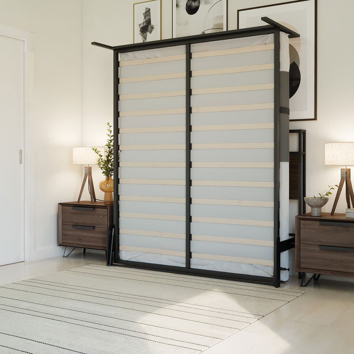 bed frame shelf headboard footboard walnut charger charging station panel mahogany black brown bedroom furniture