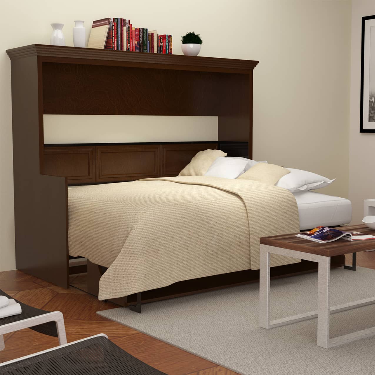 chamberlin full horizontal murphy bed with desk cabinet open hidden hideaway hide away hide-a-way diy murphy bed kit fold out pull down wall bed cabinet desk bed combo home office guest bed