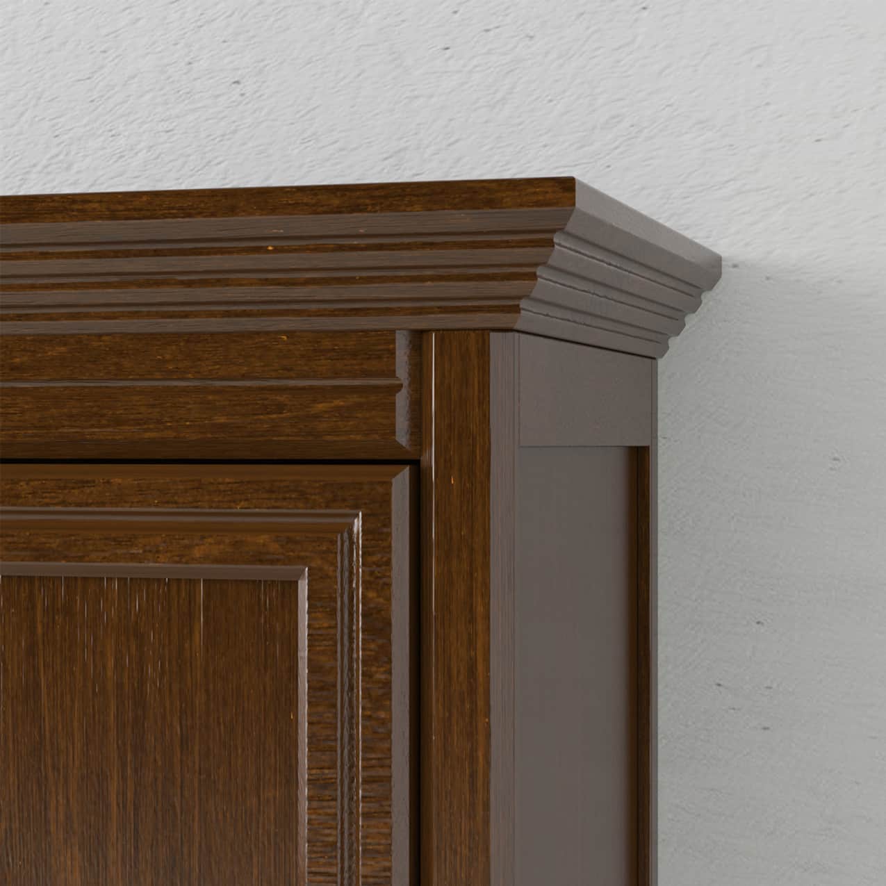 chamberlin queen murphy bed closeup of solid wood top molding hidden hidaway hide away hide-a-way diy murphy bed kit pull down fold out wall bed cabinet