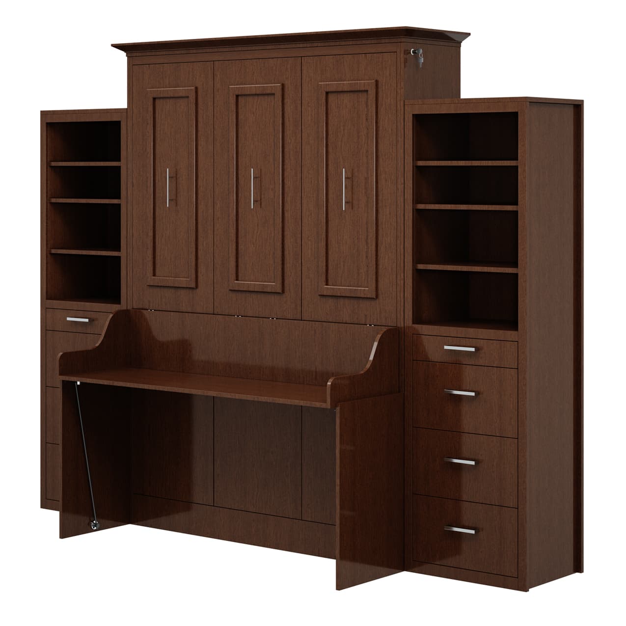 coventry quee full double murphy bed with desk and 2 storage cabinets pull down fold out hidden wall bed diy murphy bed kit office bed murphy desk bed combo hideaway wall cabinet adjustable shelves pullout nightstand drawers 
