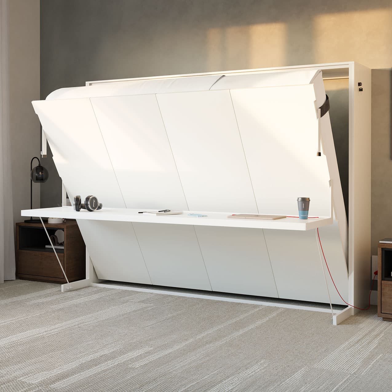 Axia Queen Murphy Bed with Desk - Horizontal