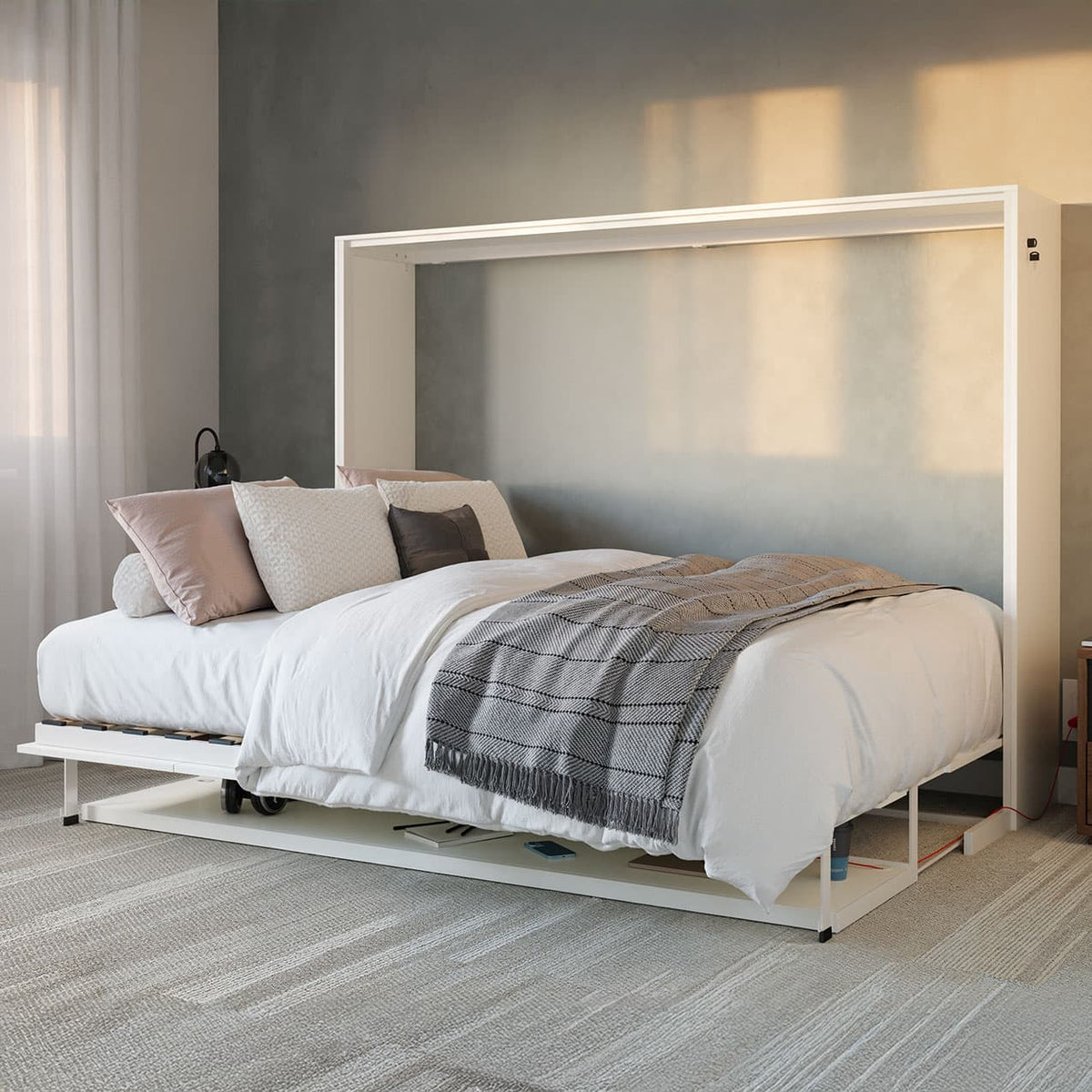 Murphy bed with desk lit escamotable avec bureau home office bureau à domicile meuble de chambre  bureau à plateau horizontal constant stay level desk