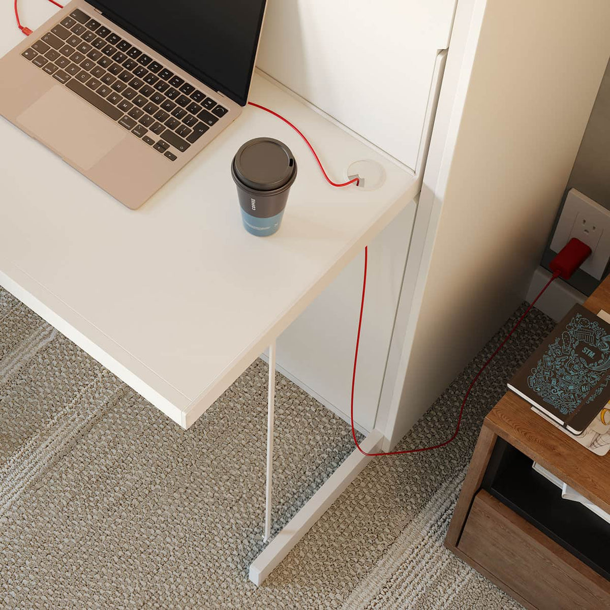 Murphy bed with desk lit escamotable avec bureau home office bureau à domicile meuble de chambre  bureau à plateau horizontal constant stay level desk