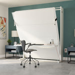 White Murphy Bed with desk Lit escamotable avec un bureau Space saving furniture