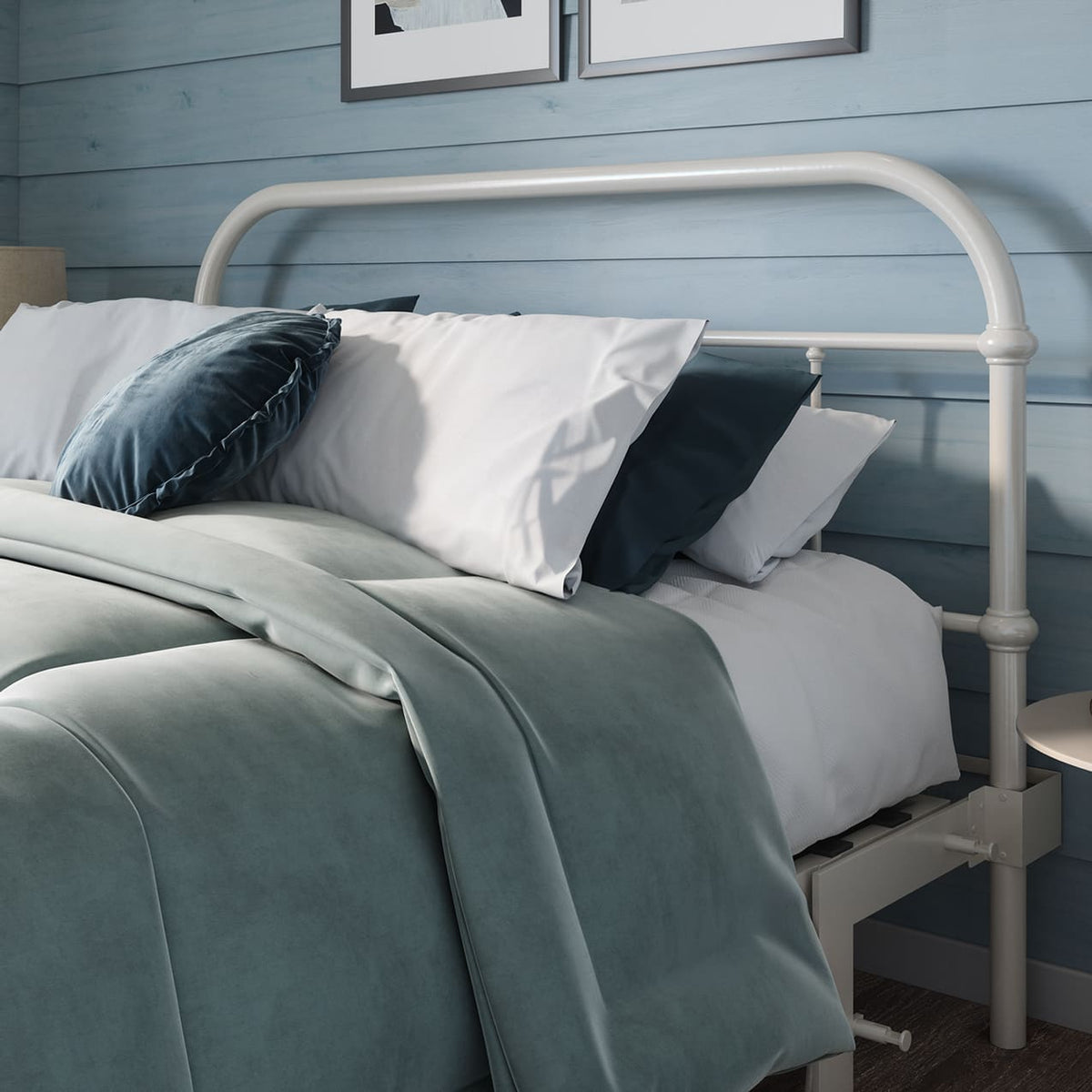 Queen bed frame with headboard footboard lift bed storage lift up bedroom furniture risers space-saving white metal whiteboard